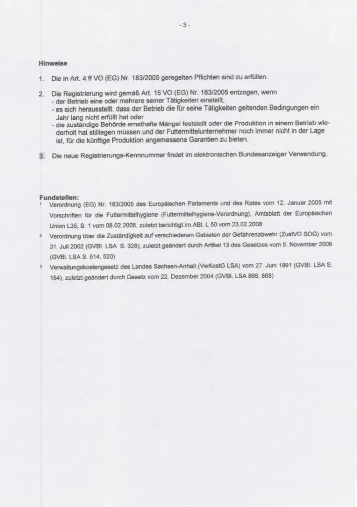 Image Eingetragener Futtermittelproduzent